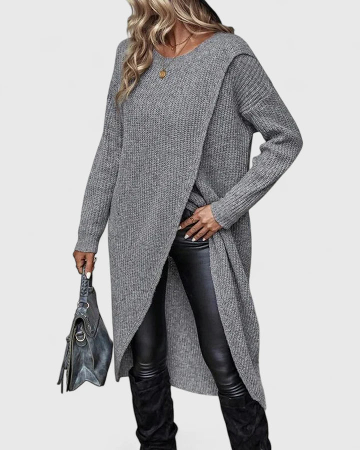 Linda | Women's Knit Sweater Dress with Wrap Hem