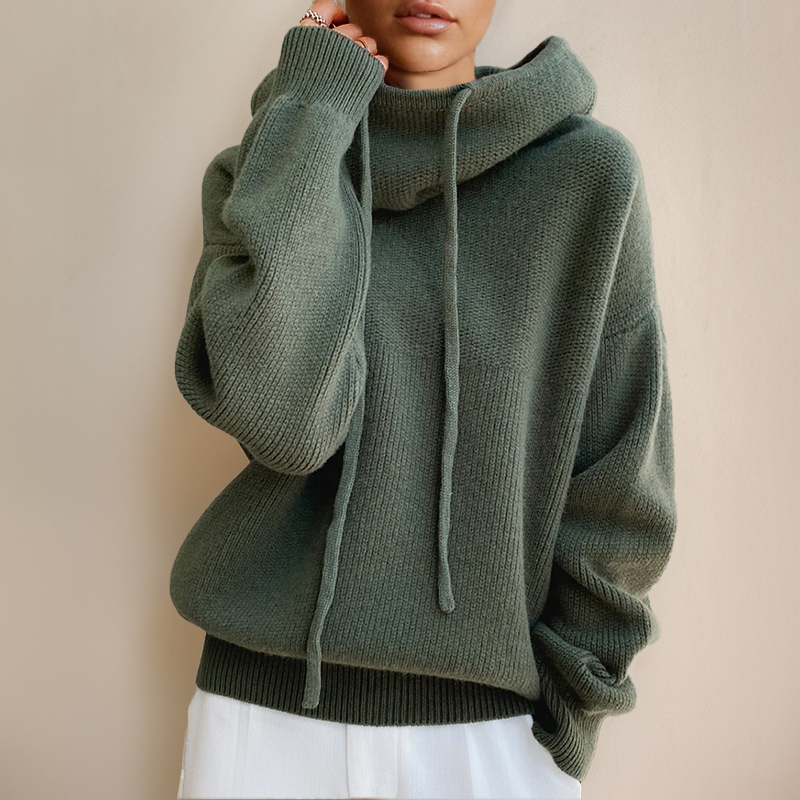 Christine | Women's Oversized Knit Hoodie with Stand Collar