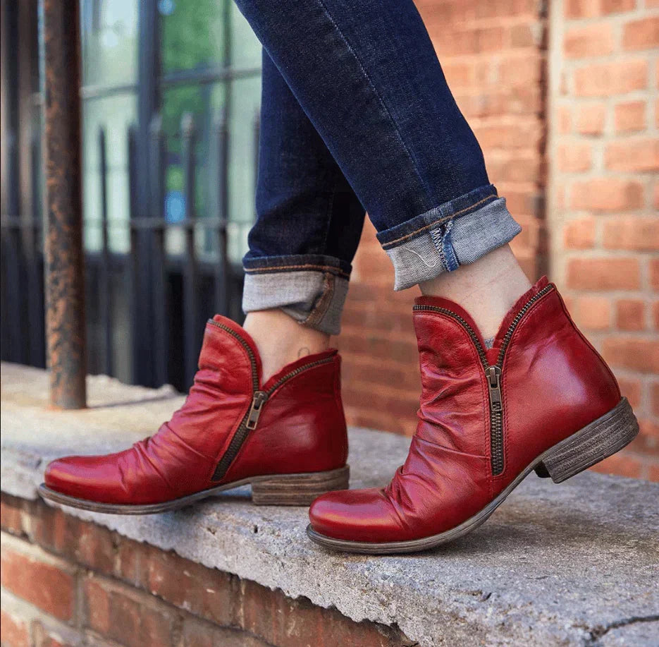 Carol | Women's Side Zip Ankle Boots with Ruched Detail