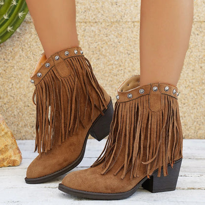 Margaret | Women's Western Cowboy Boots with Fringe
