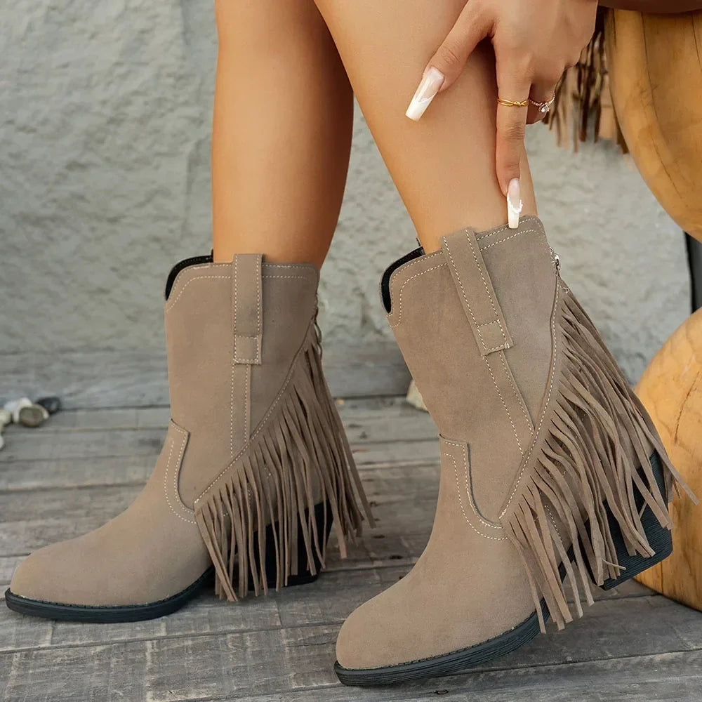 Margaret | Women's Western Cowboy Boots with Fringe