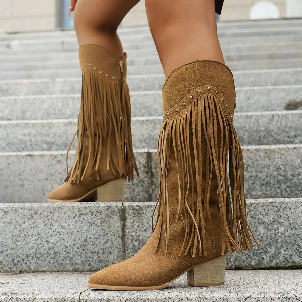 Margaret | Women's Western Cowboy Boots with Fringe