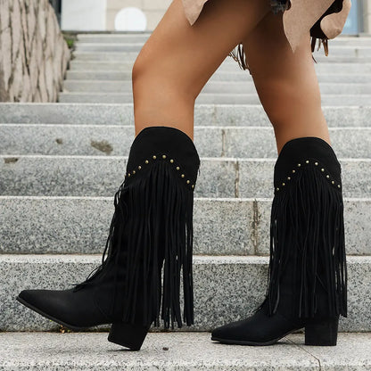 Margaret | Women's Western Cowboy Boots with Fringe