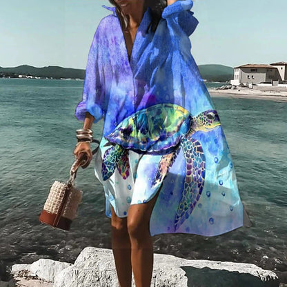 Harper | Loose Fit Shirt Dress with Button Front and Long Sleeves