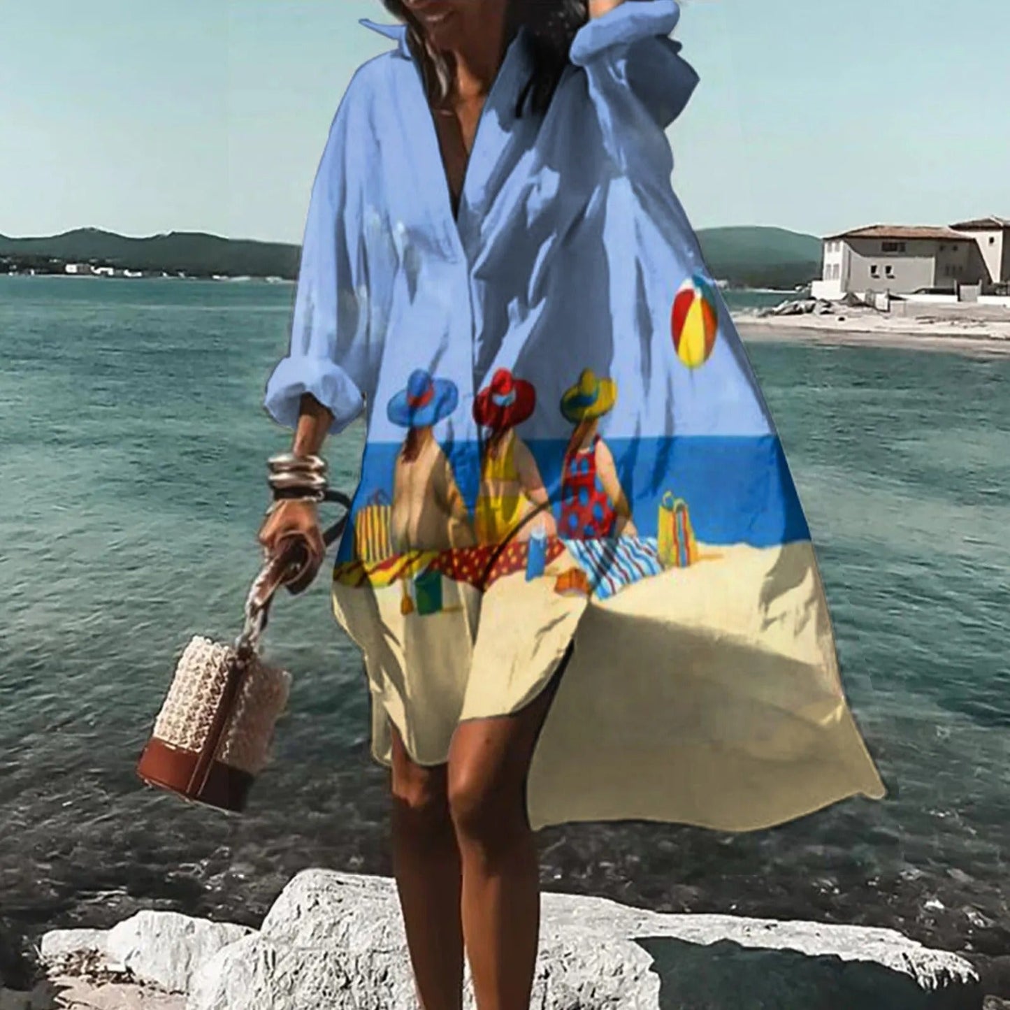Harper | Loose Fit Shirt Dress with Button Front and Long Sleeves