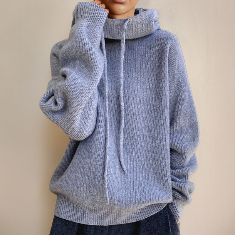 Christine | Women's Oversized Knit Hoodie with Stand Collar