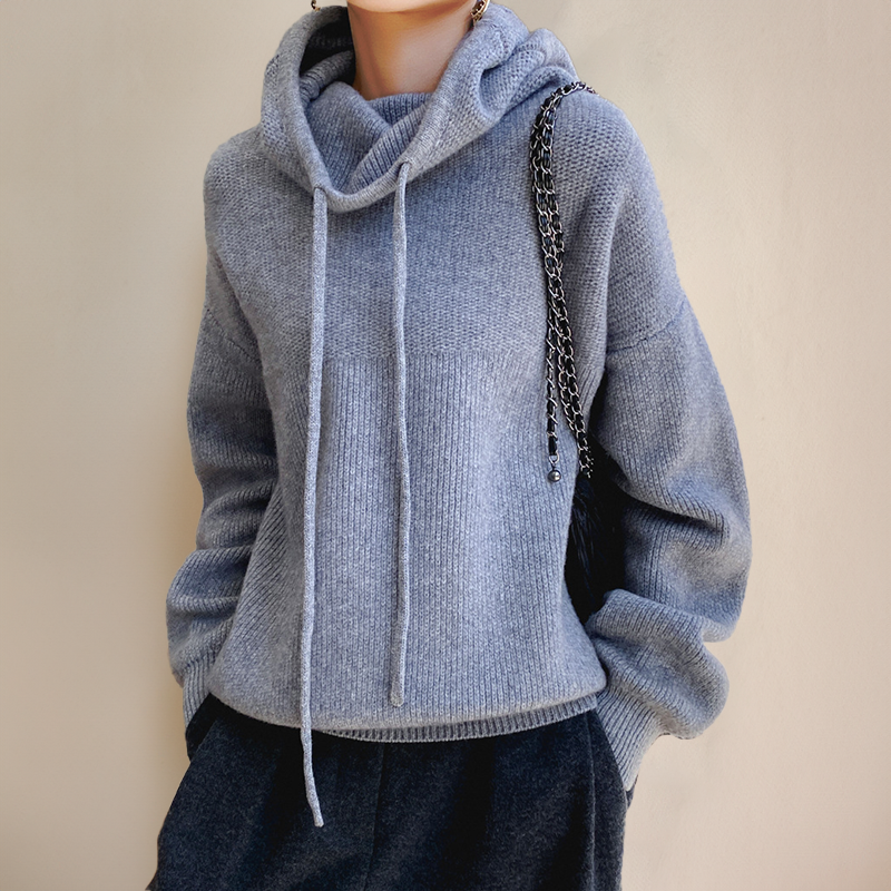 Christine | Women's Oversized Knit Hoodie with Stand Collar