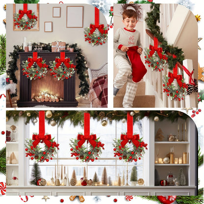 Donald | Hanging Christmas Wreath with Red Bow