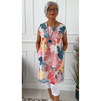 Mia | Women's floral mini summer dress with round neck