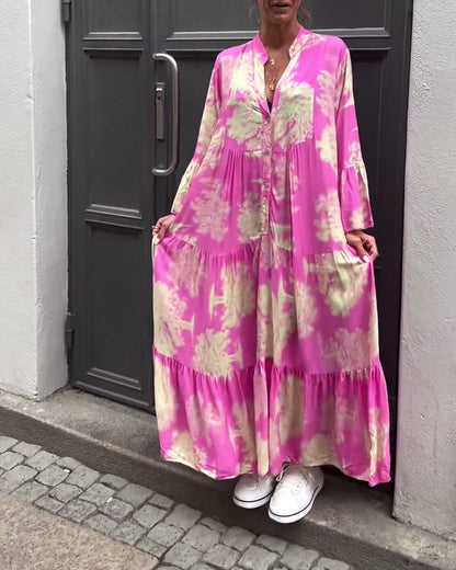 Octavia | Stylish printed maxi dress with ruffle sleeves