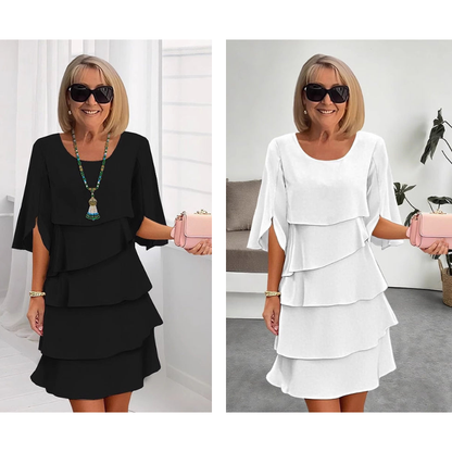 Riley | Women’s chic layered dress with puff sleeves
