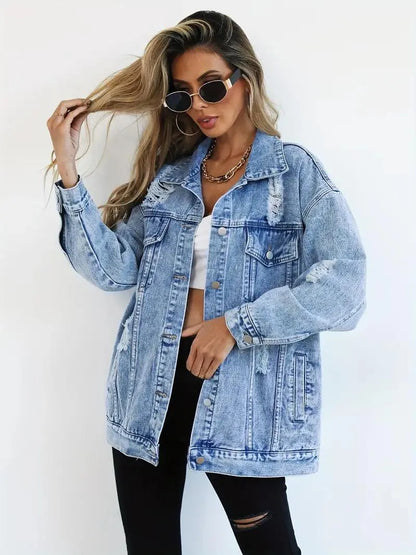 Harper | Women's Oversized Denim Jacket with Waterproof Finish