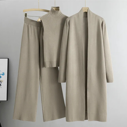 Claire | Women's Three-Piece Set with Wide-Leg Pants and Top