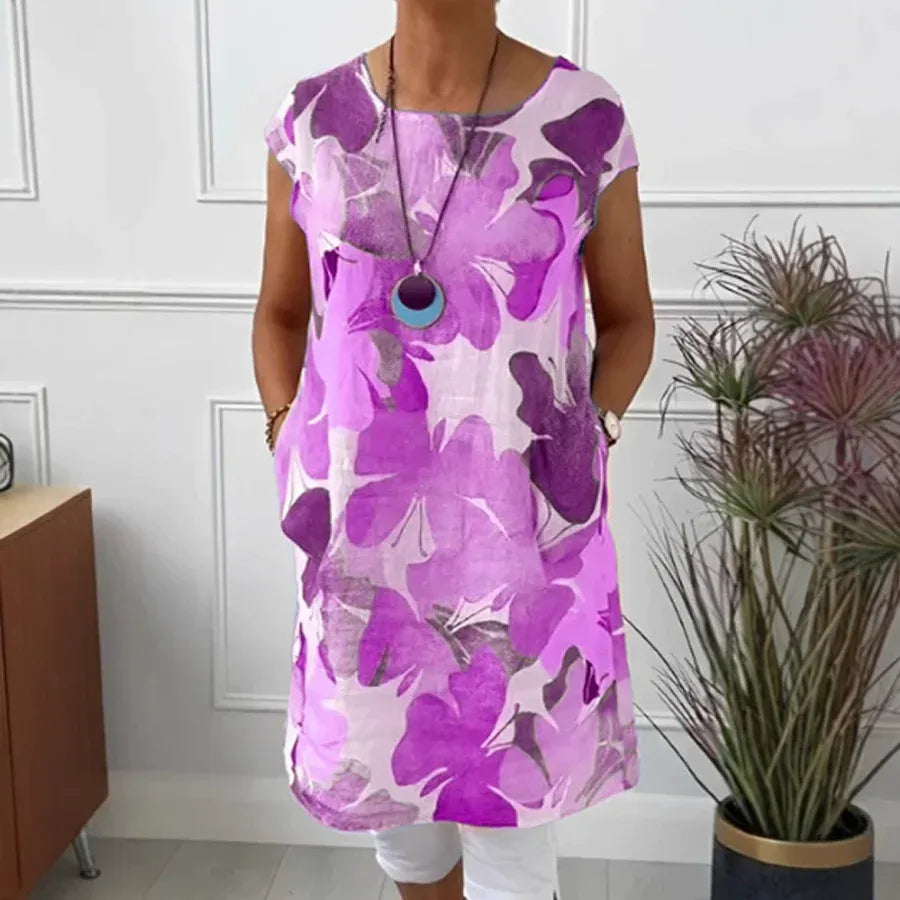Mia | Women's floral mini summer dress with round neck