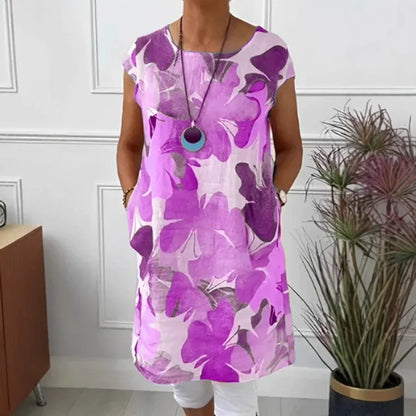 Mia | Women's floral mini summer dress with round neck