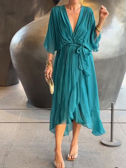 Josephine | Women's chiffon evening dress with V neck for occasions