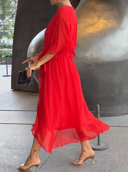 Josephine | Women's chiffon evening dress with V neck for occasions