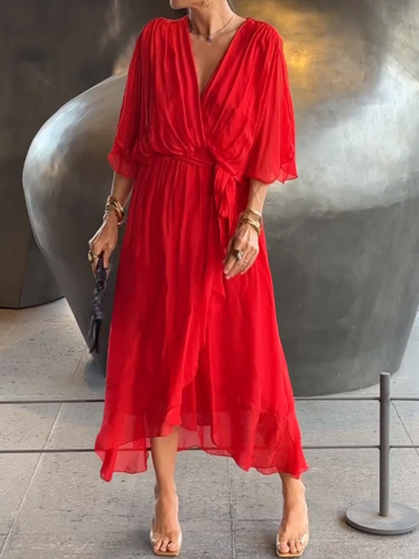 Josephine | Women's chiffon evening dress with V neck for occasions