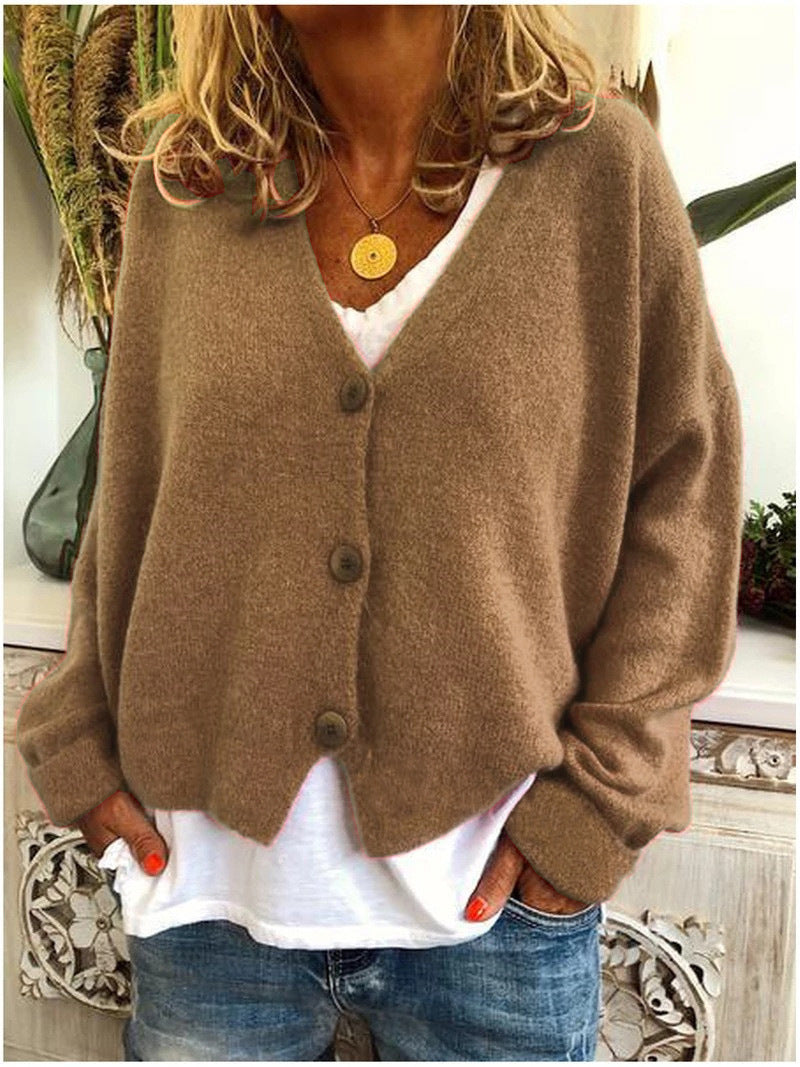 Donna | Loose Long Sleeve Knit Cardigan with V-neck