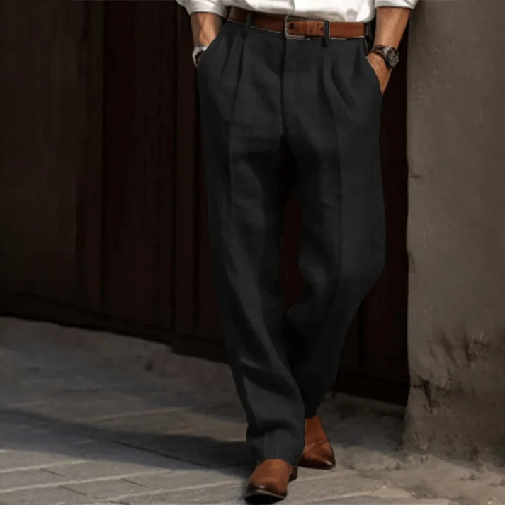 Levi | Men’s Relaxed Tailored Trousers with Soft Pleats | Smooth