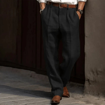 Levi | Men’s Relaxed Tailored Trousers with Soft Pleats | Smooth