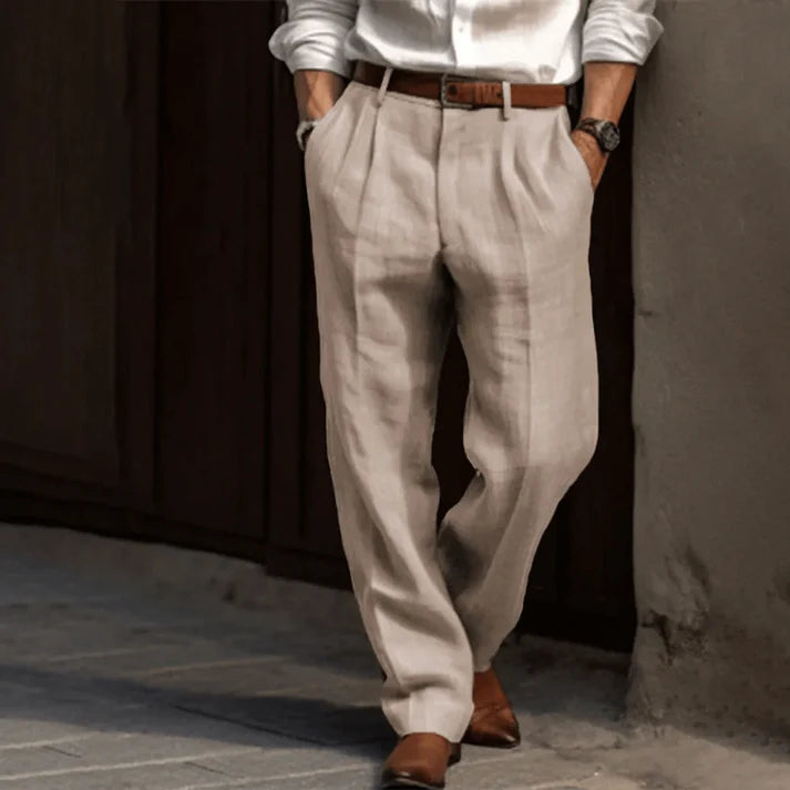 Levi | Men’s Relaxed Tailored Trousers with Soft Pleats | Smooth