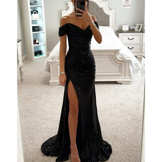 Coralie | Women’s Sequined Off-The-Shoulder Maxi Dress | Glamorous
