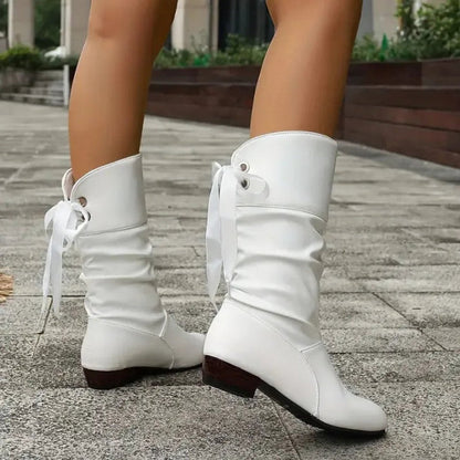 Isabella | Women's Slouchy Block Heel Ankle Boots with Lace-Up