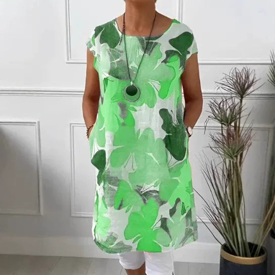 Mia | Women's floral mini summer dress with round neck