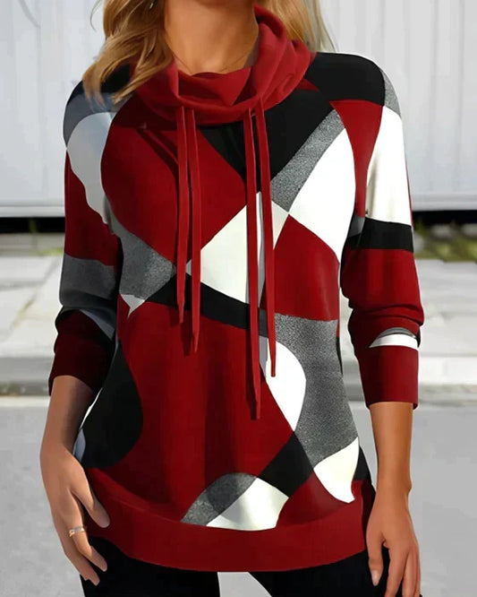 Emma | High Collar Hoodie with Contrast Colorblock