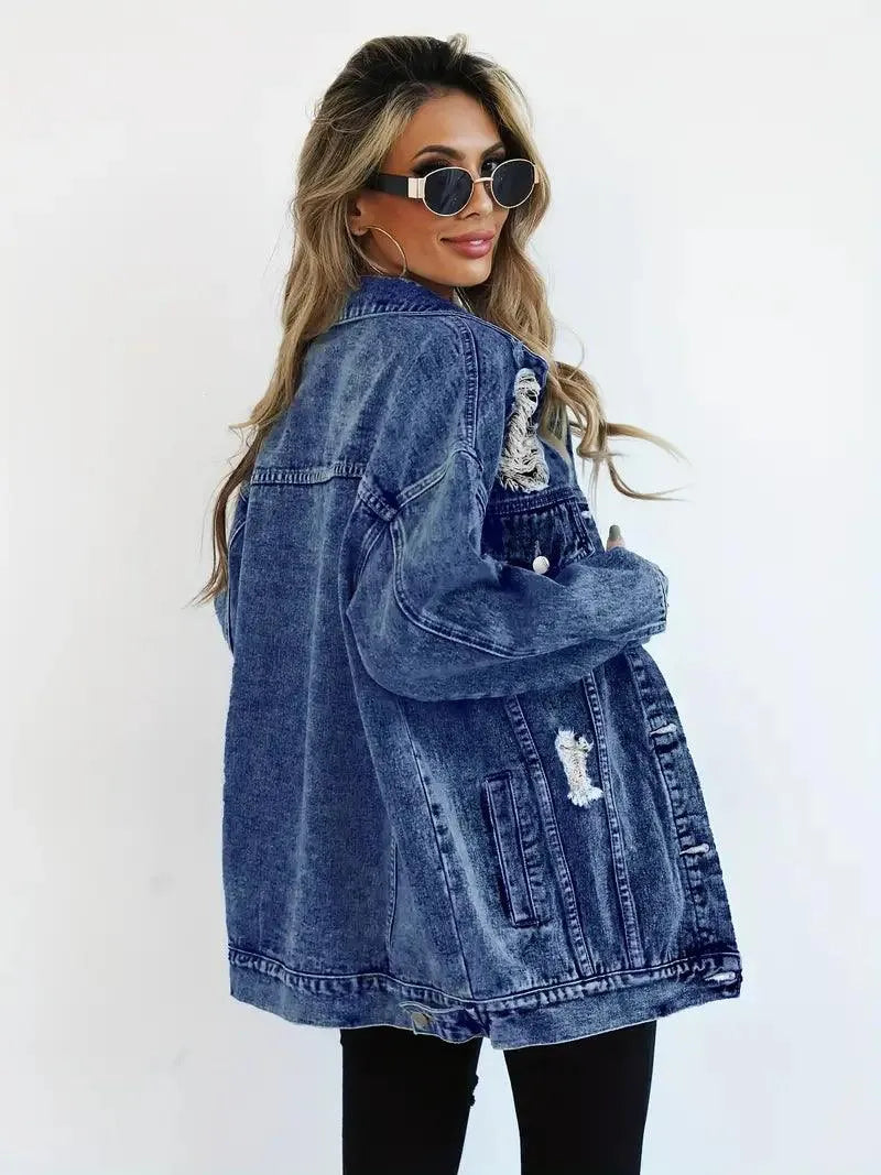 Harper | Women's Oversized Denim Jacket with Waterproof Finish