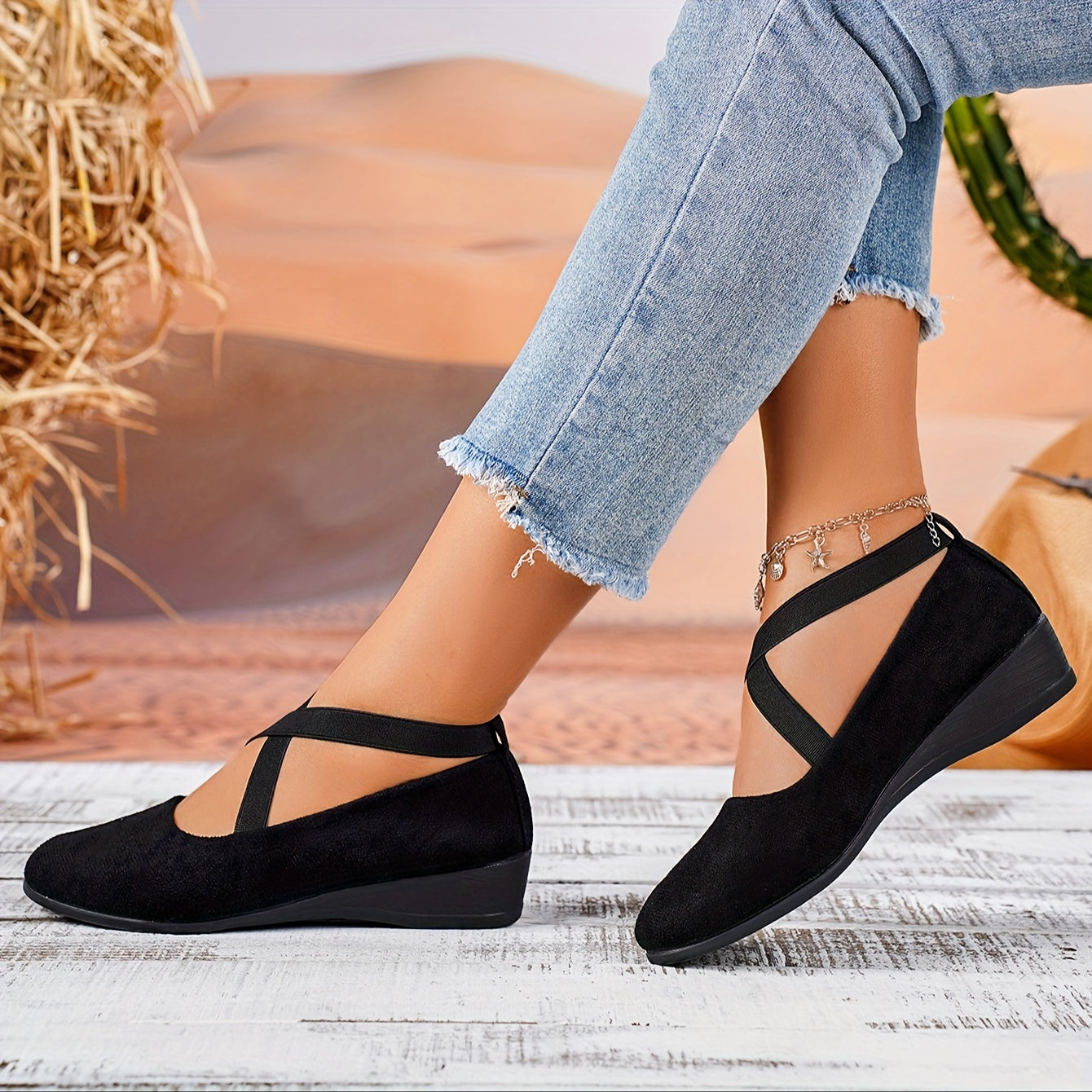Novalie | Women’s Cross-Strap Ballet Flats | Chic