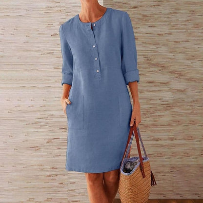 Imogen | Women’s Shift Dress With Button Front And Pockets