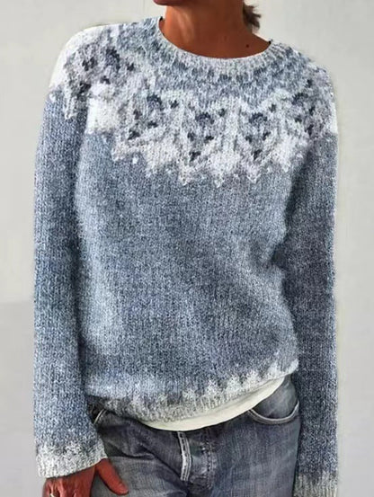 Carol | Women's Nordic Pattern Knit Sweater with Crewneck