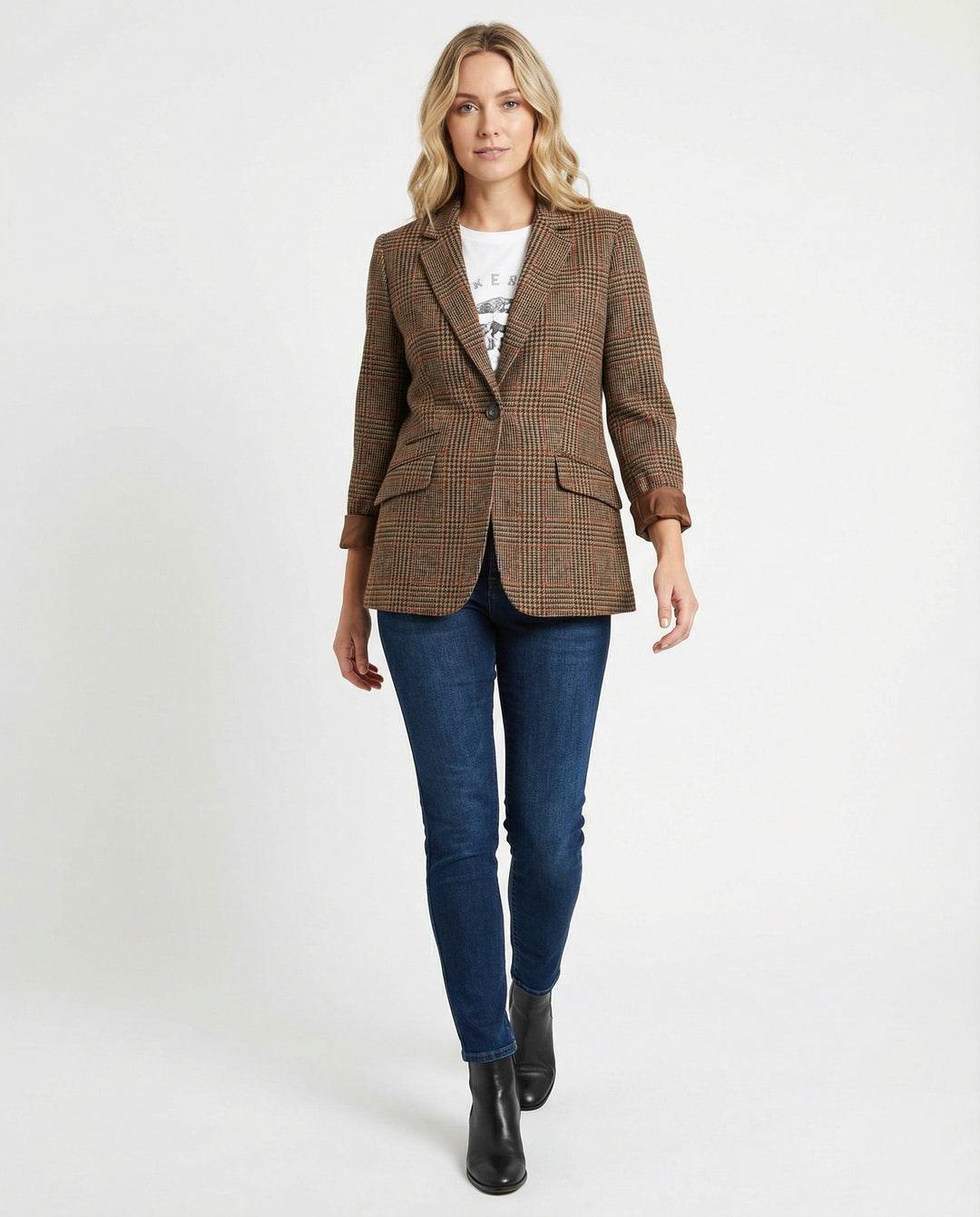 Elowyn | Women’s Checked Single-Breasted Blazer | Elegant