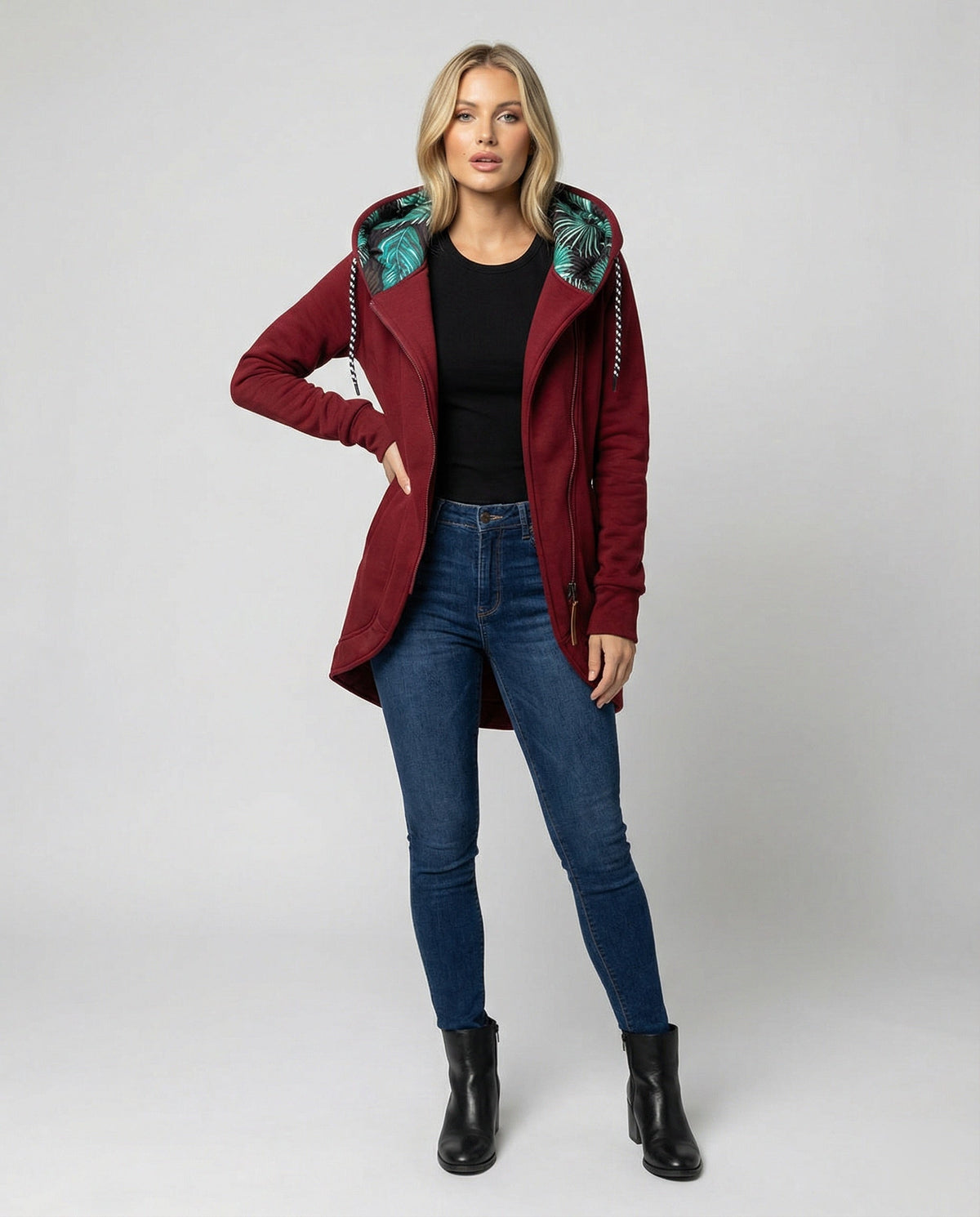 Christine | Women's Hooded Winter Coat with Printed Lining