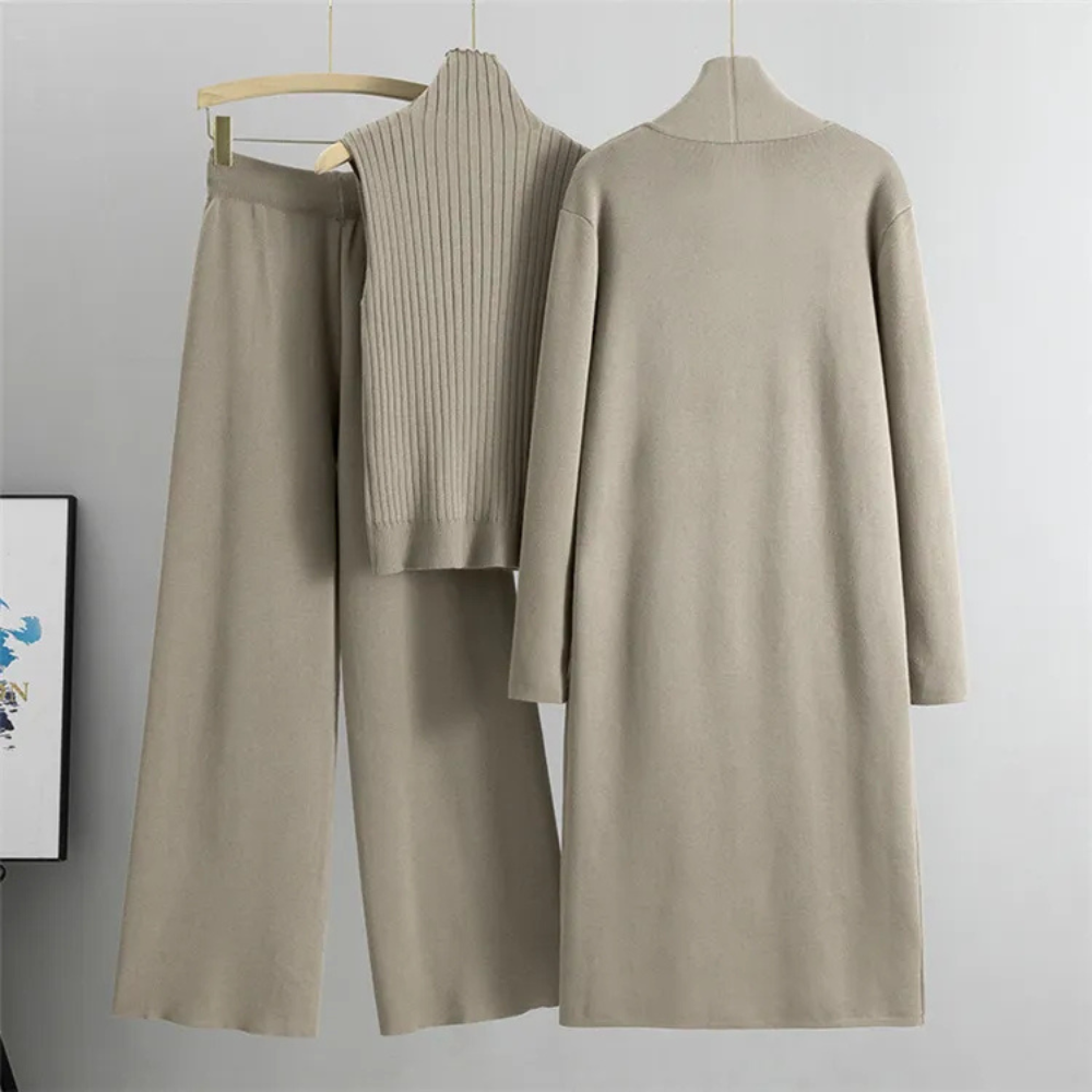 Claire | Women's Three-Piece Set with Wide-Leg Pants and Top