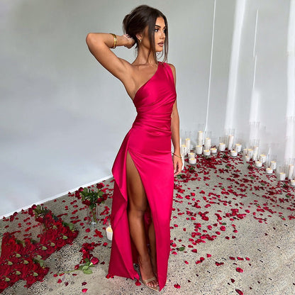 Devina | Women’s One-Shoulder Maxi Dress with High Slit | Elegant