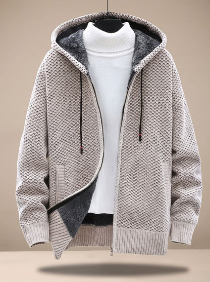Kendrick | Men's Waffle Knit Hooded Jacket with Fleece Lining