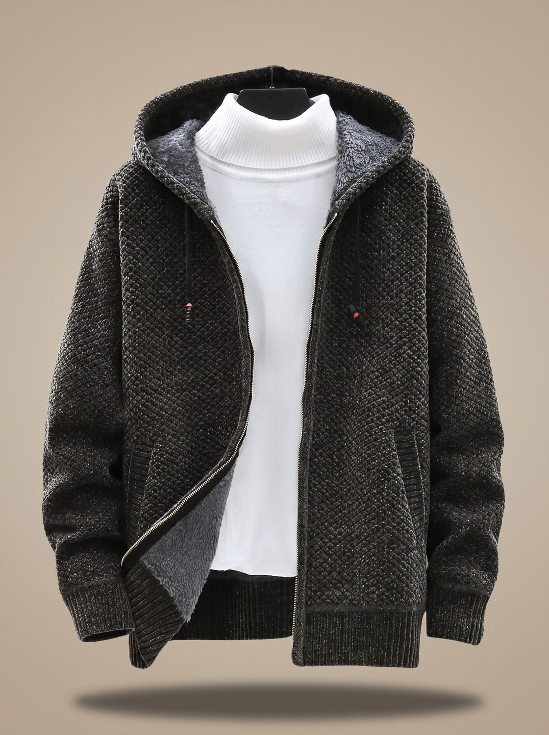 Kendrick | Men's Waffle Knit Hooded Jacket with Fleece Lining