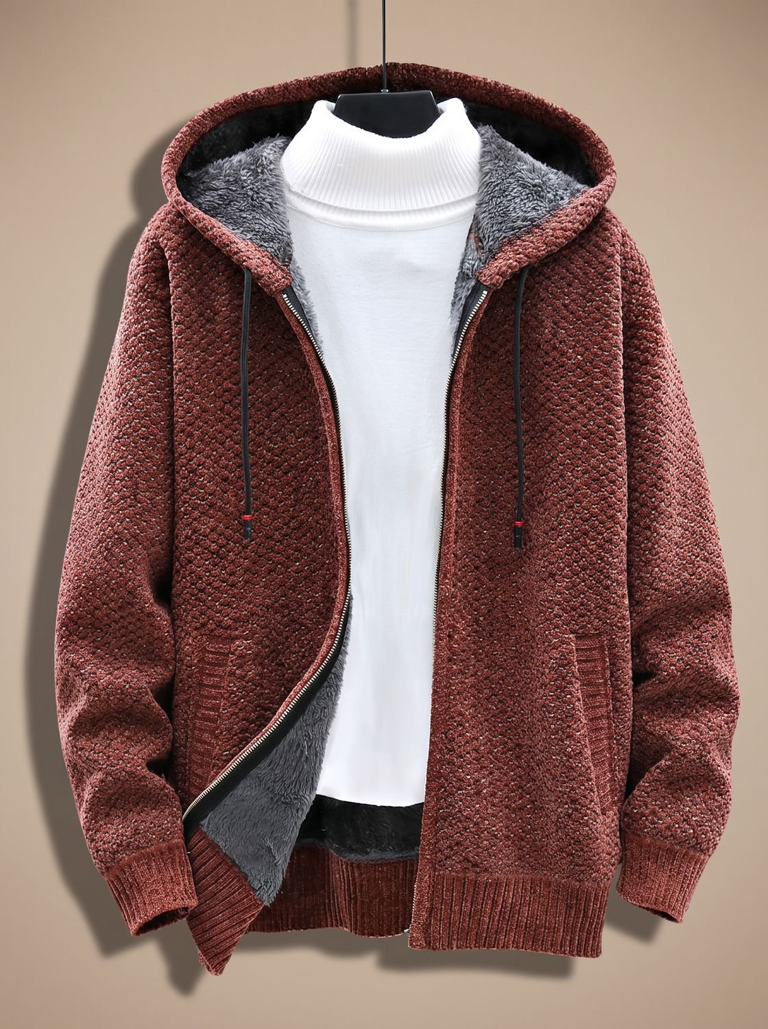 Kendrick | Men's Waffle Knit Hooded Jacket with Fleece Lining