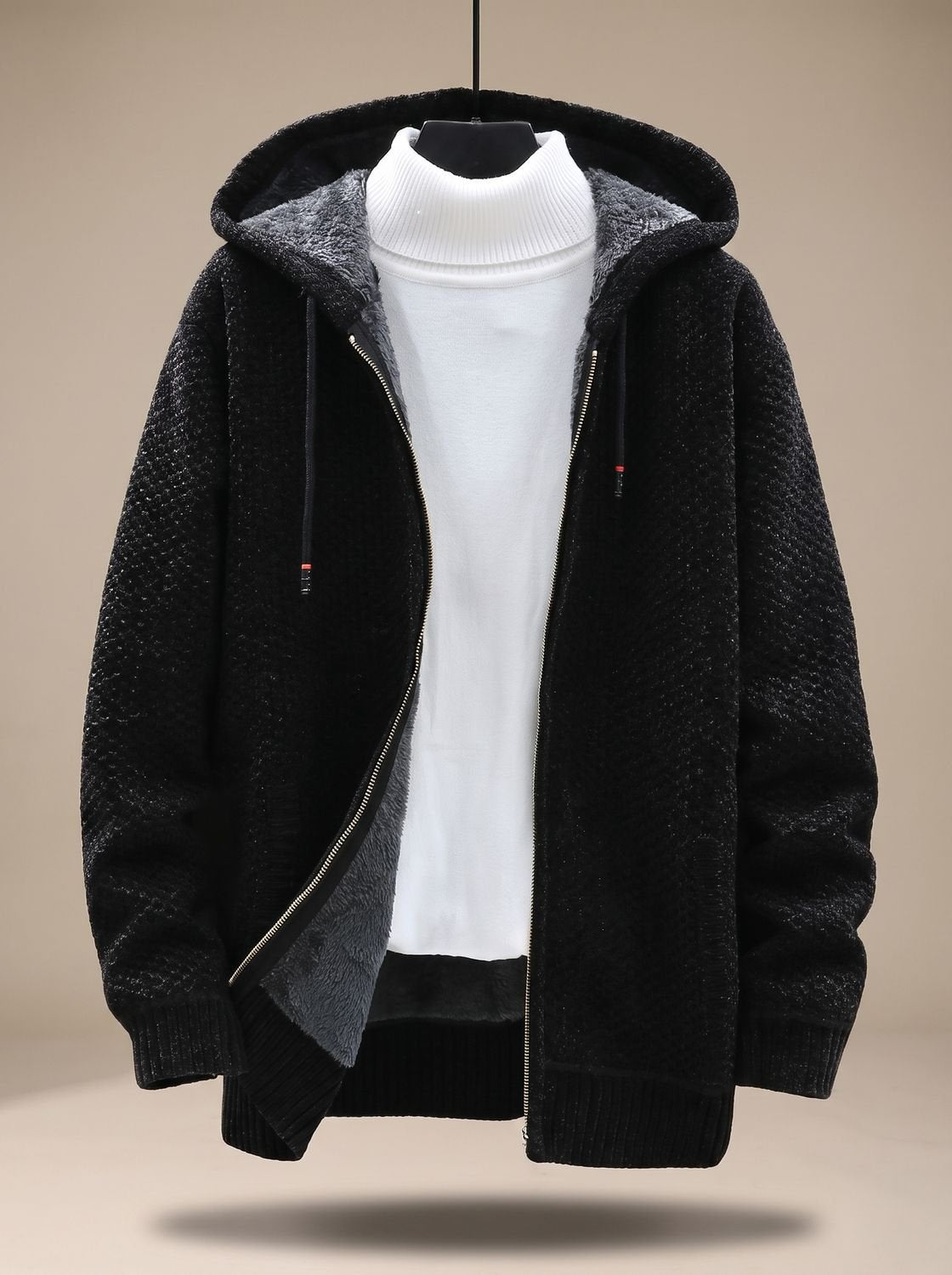 Kendrick | Men's Waffle Knit Hooded Jacket with Fleece Lining