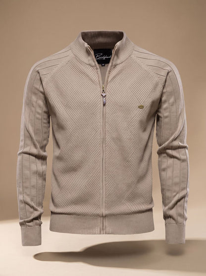 Gethin | Men's Zip Cardigan with Stand-Up Collar and Slim Fit