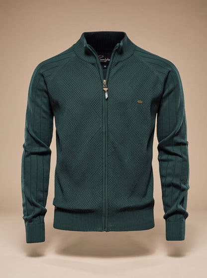 Gethin | Men's Zip Cardigan with Stand-Up Collar and Slim Fit