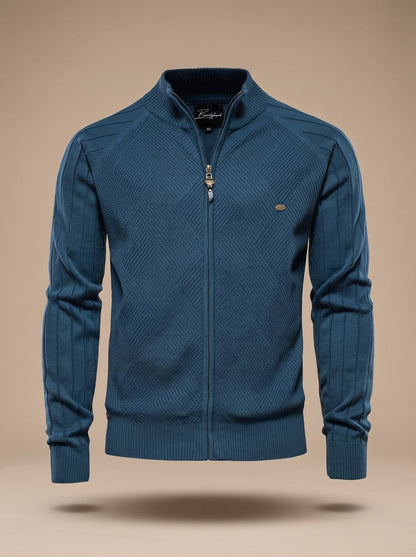 Gethin | Men's Zip Cardigan with Stand-Up Collar and Slim Fit