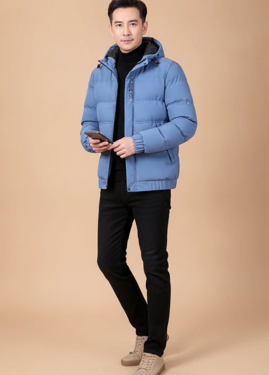 Elijah | Men's Warm Lined Quilted Jacket with Hood