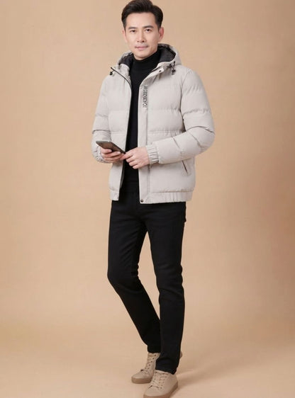 Elijah | Men's Warm Lined Quilted Jacket with Hood