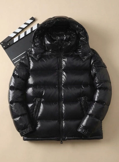James | Men's Glossy Windproof Puffer Jacket with Duck Down