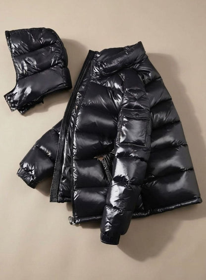 James | Men's Glossy Windproof Puffer Jacket with Duck Down