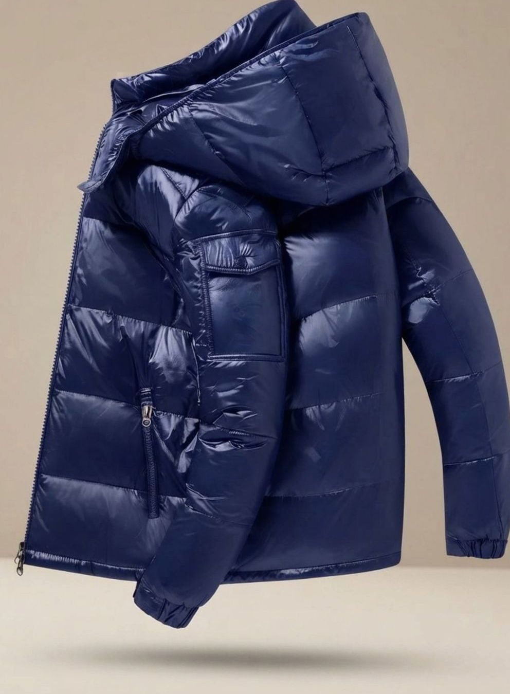James | Men's Glossy Windproof Puffer Jacket with Duck Down